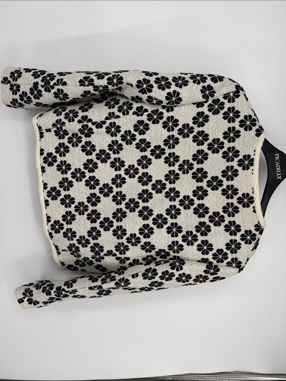 kate spade Black & White Floral Tweed Blazer jacket button down NWT size 4